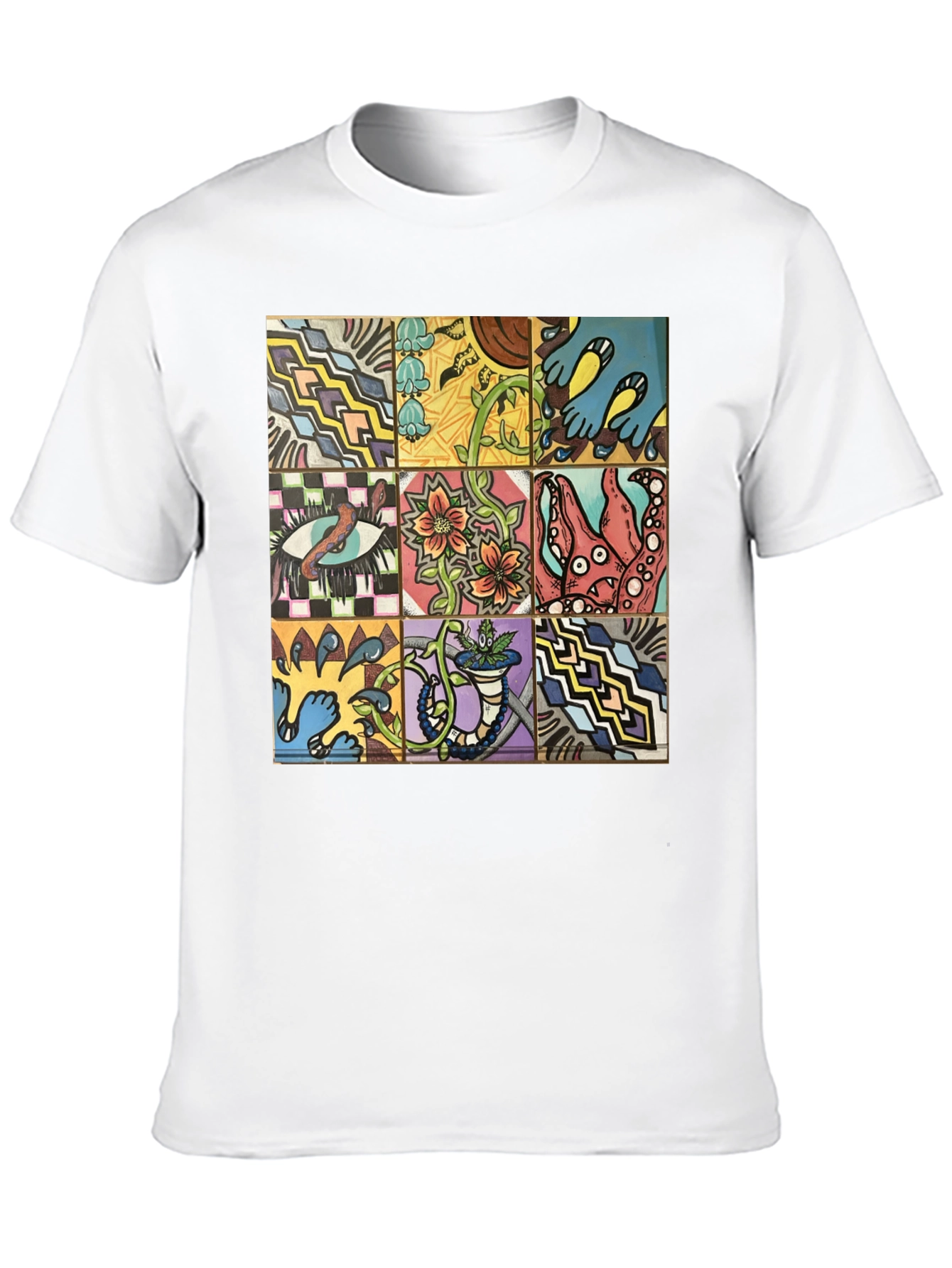 Unique Graphic Tee - Artistic Tile Pattern