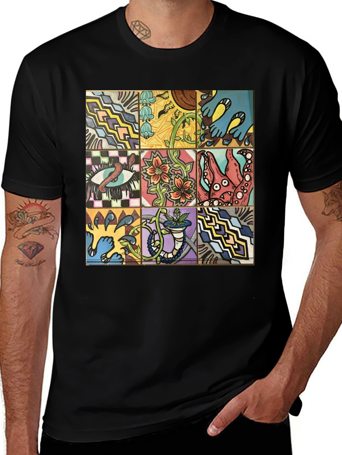 Unique Graphic Tee - Artistic Tile Pattern