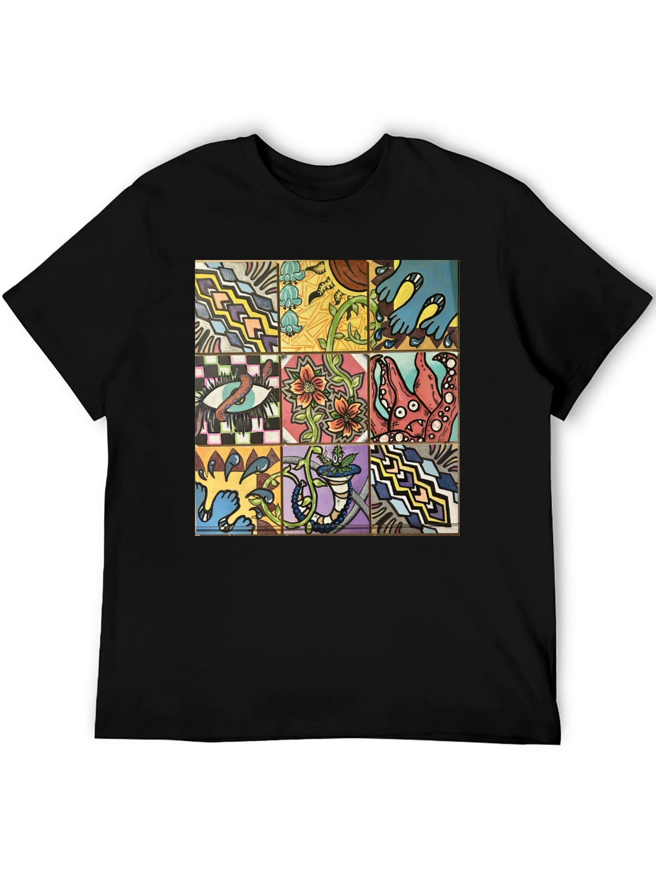 Unique Graphic Tee - Artistic Tile Pattern