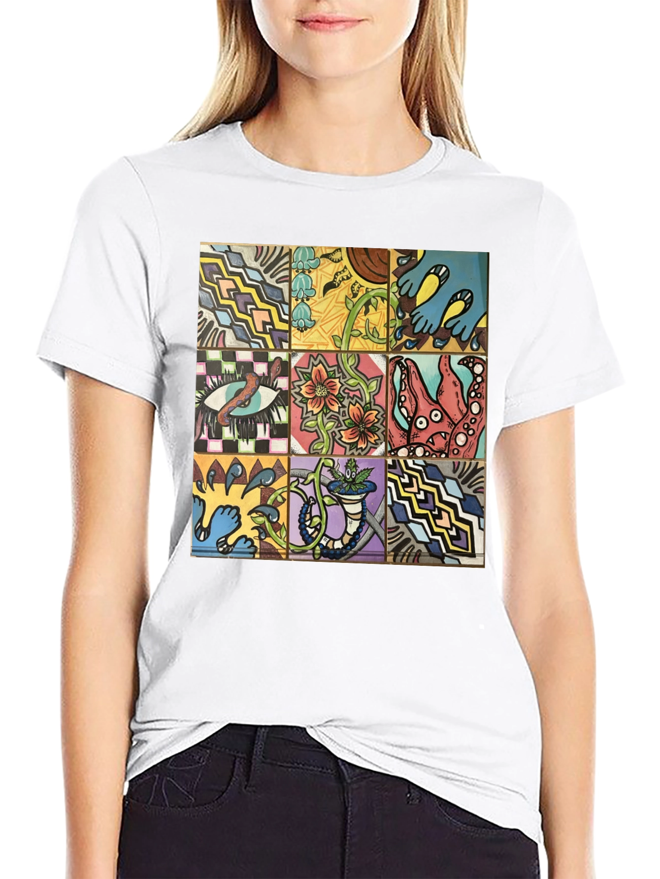 Unique Graphic Tee - Artistic Tile Pattern