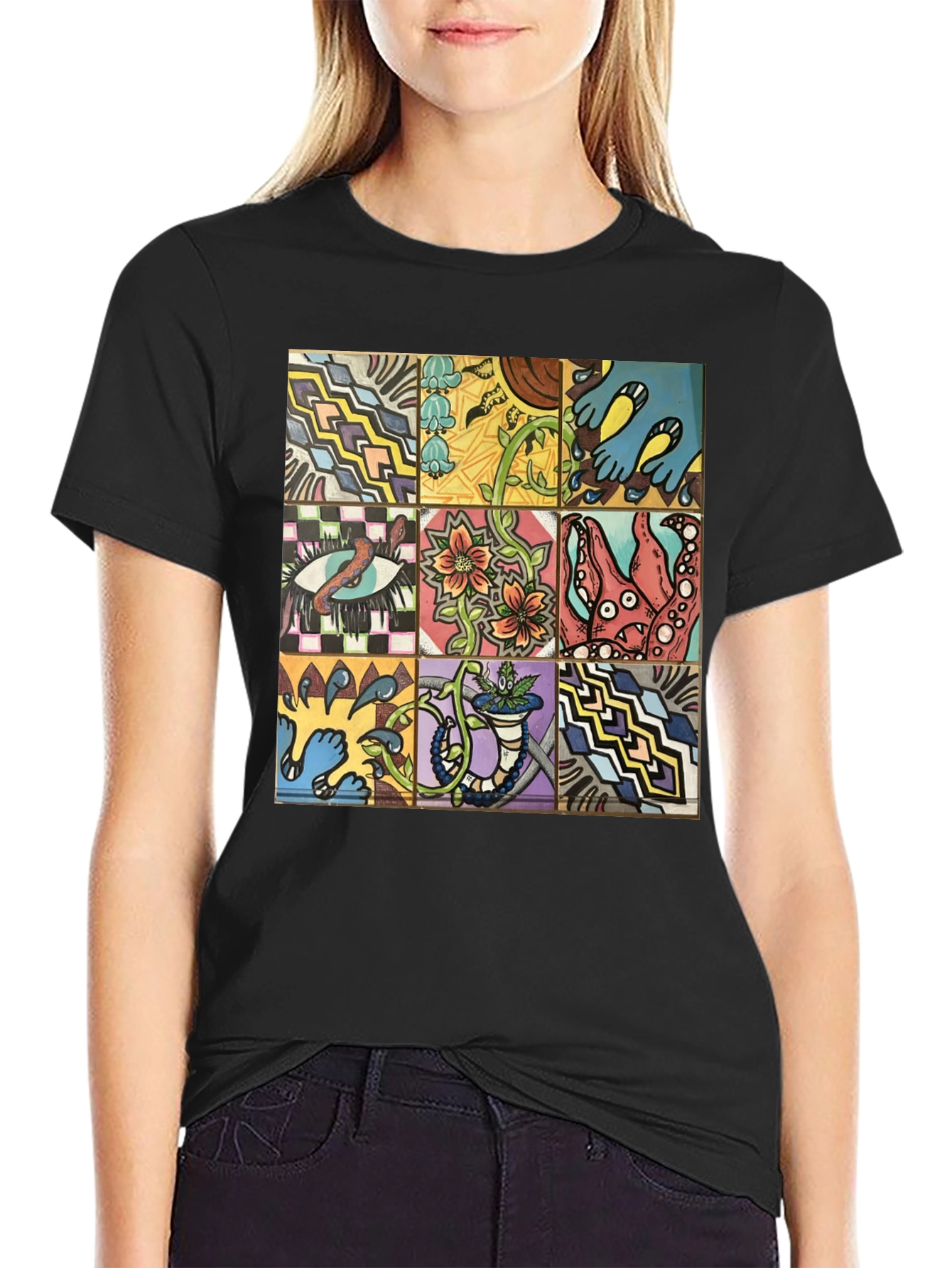 Unique Graphic Tee - Artistic Tile Pattern