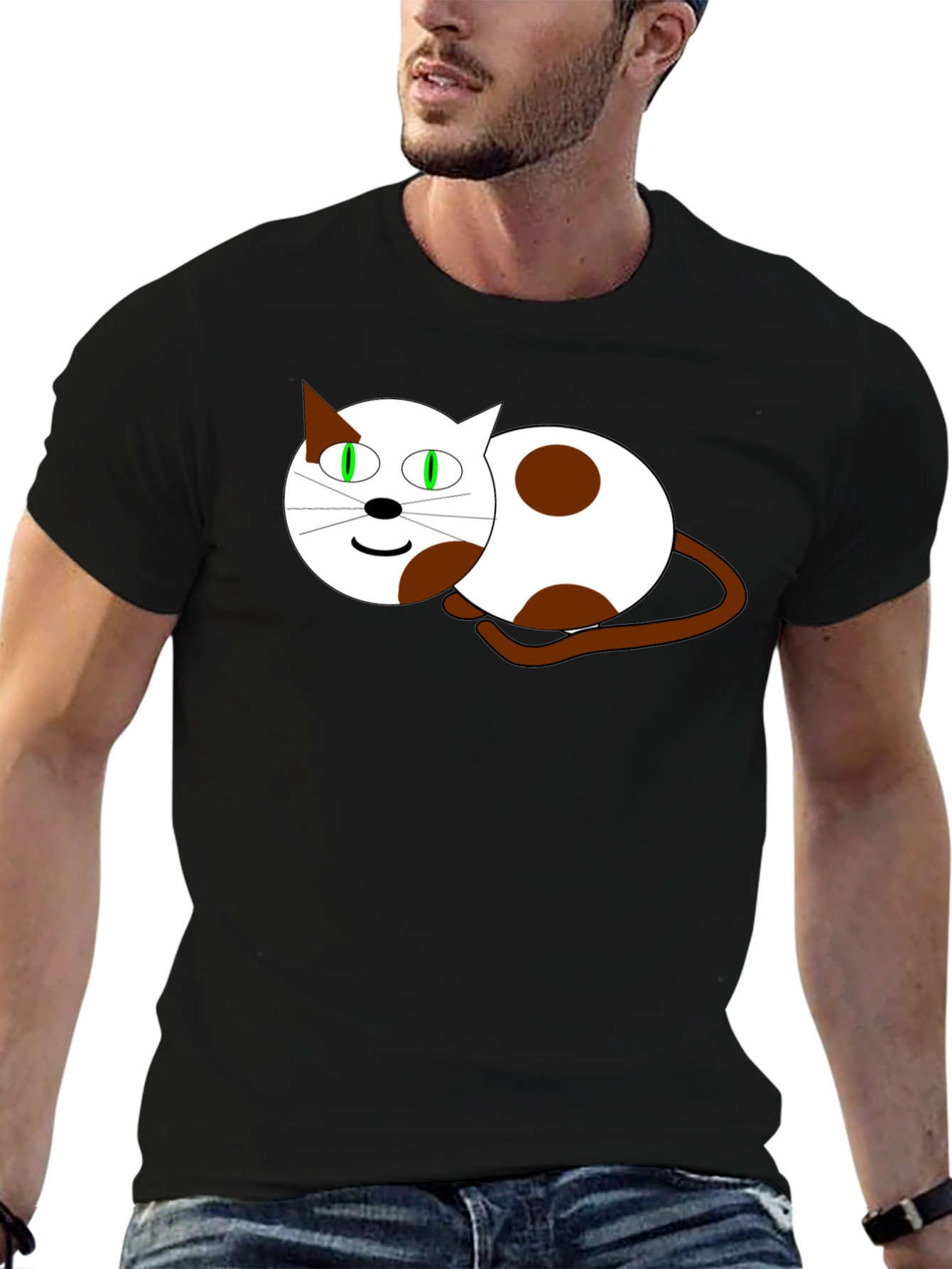 Cartoon Cat Graphic T-Shirt