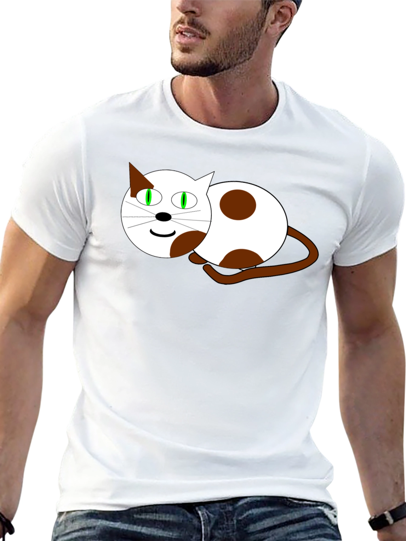 Cartoon Cat Graphic T-Shirt