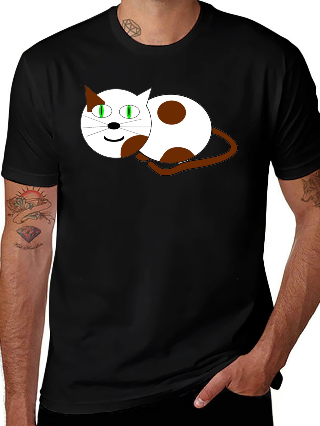 Cartoon Cat Graphic T-Shirt