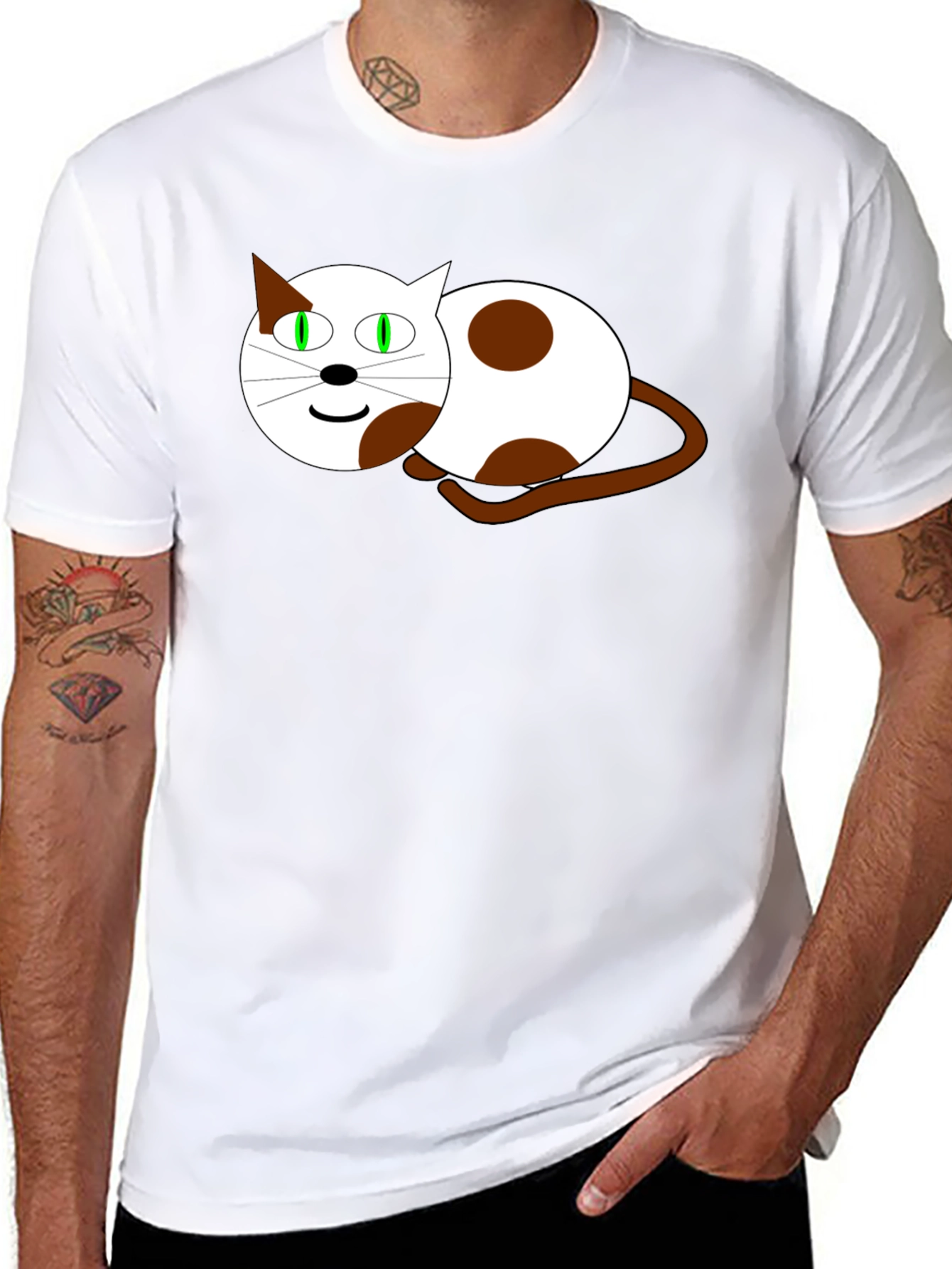 Cartoon Cat Graphic T-Shirt