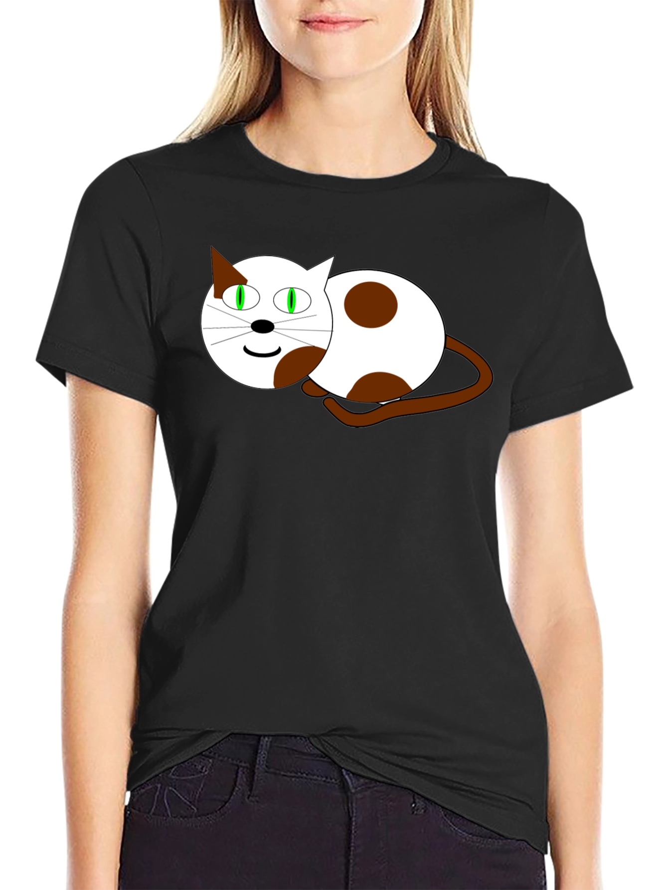 Cartoon Cat Graphic T-Shirt