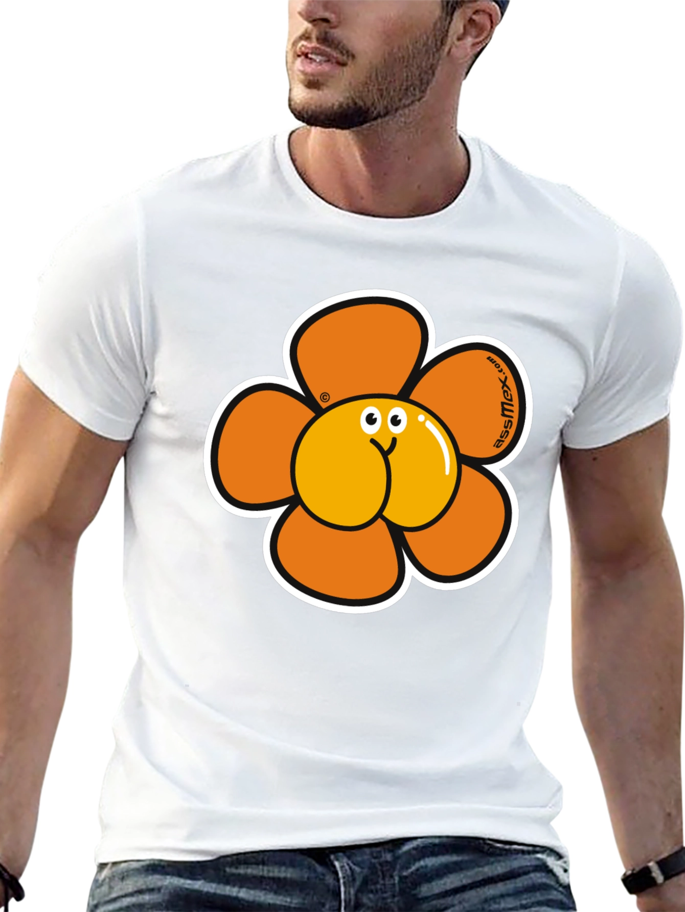 Novelty Ass Flower Graphic Tee - Black T-Shirt