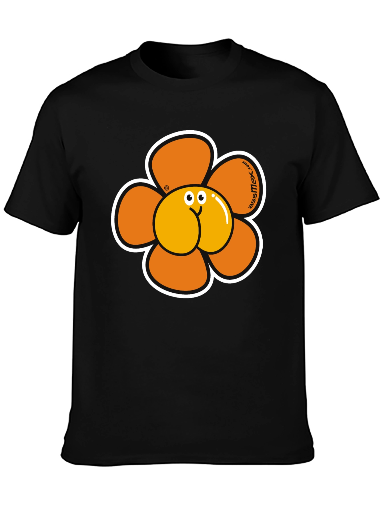Novelty Ass Flower Graphic Tee - Black T-Shirt