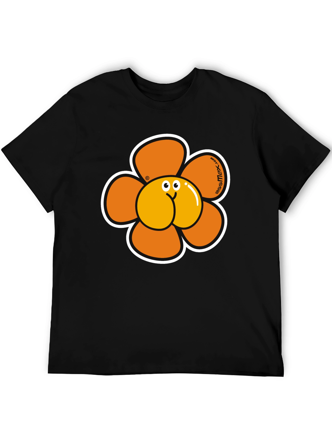 Novelty Ass Flower Graphic Tee - Black T-Shirt