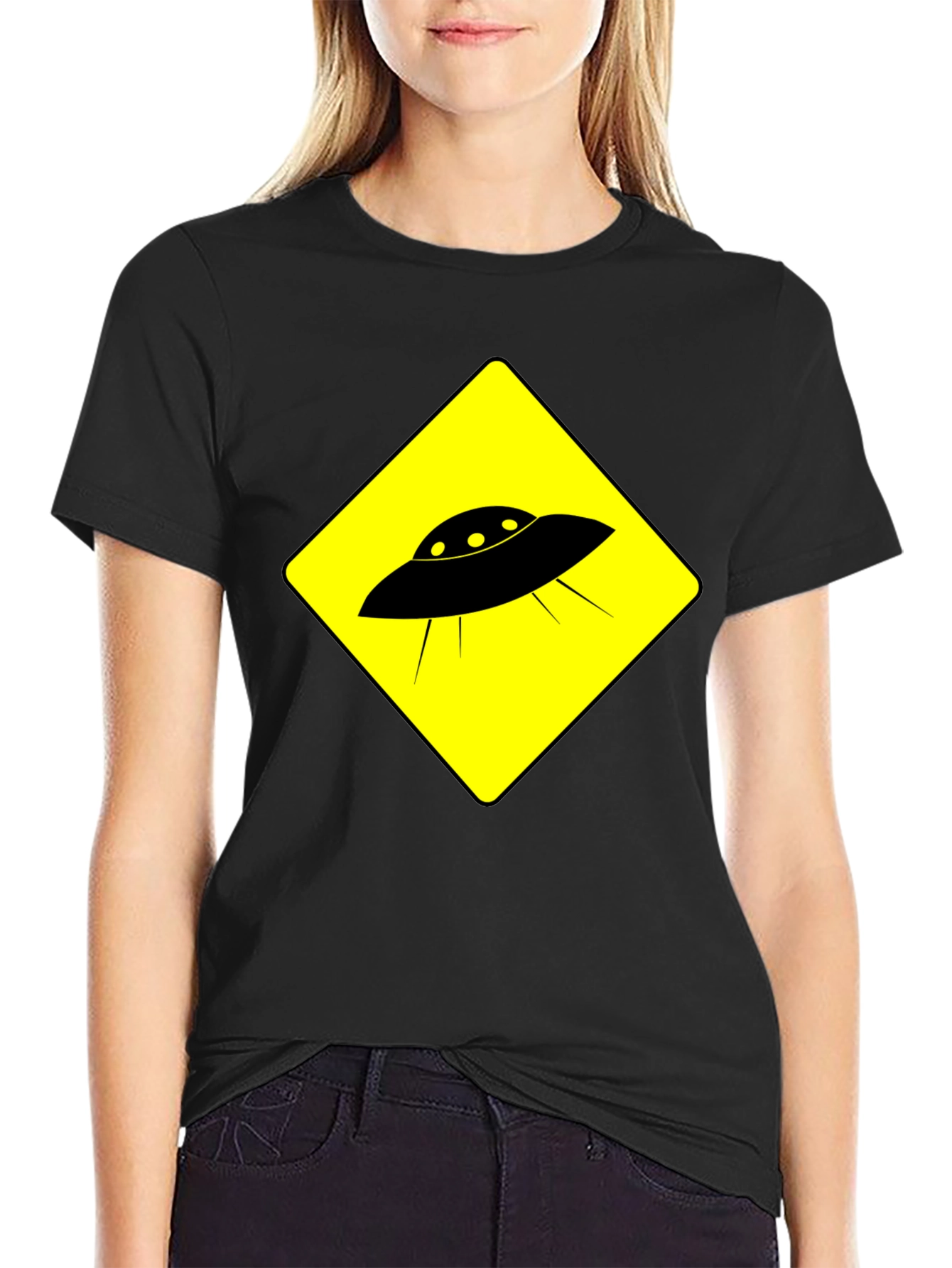 UFO Crossing Black T-Shirt - Mens Graphic Tee