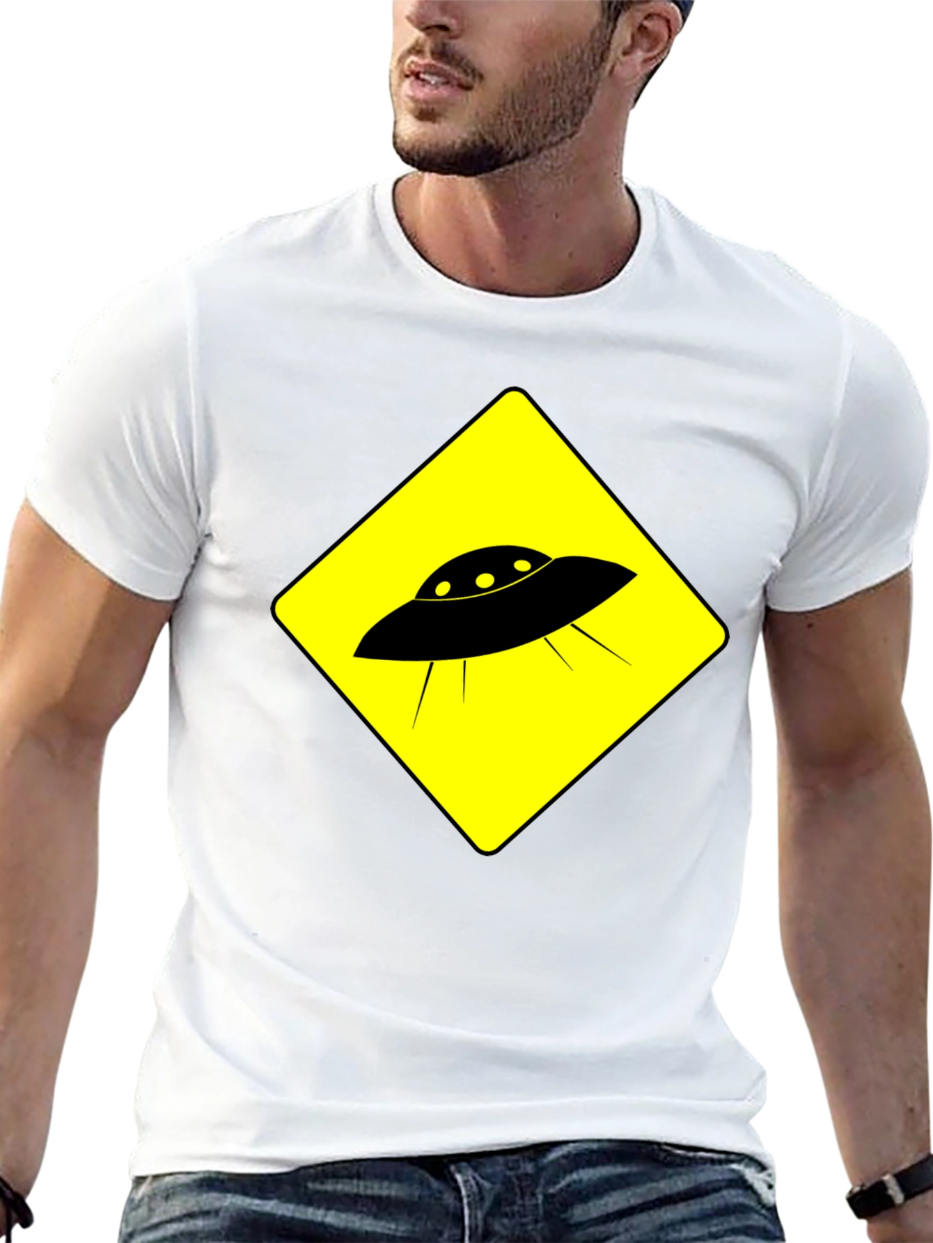UFO Crossing Black T-Shirt - Mens Graphic Tee