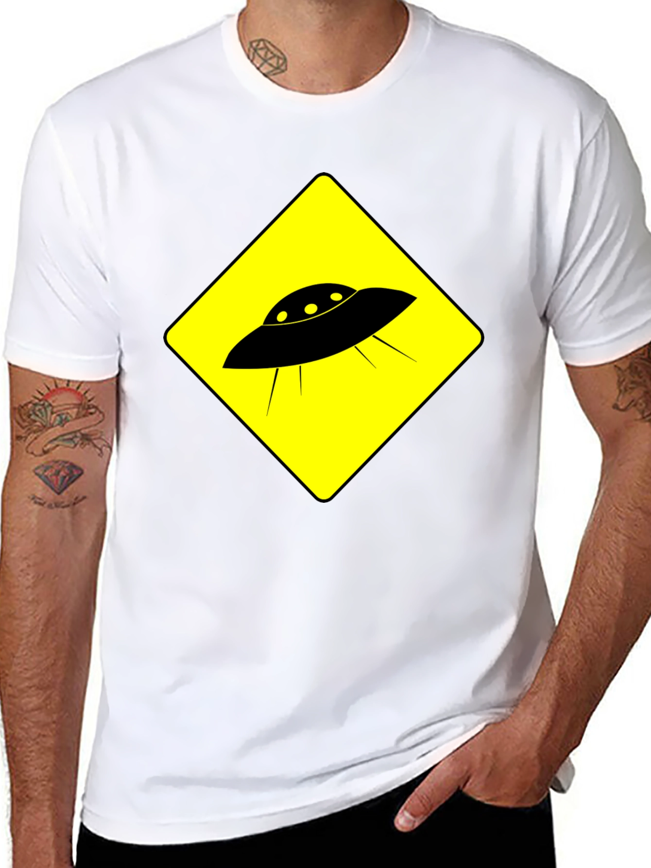 UFO Crossing Black T-Shirt - Mens Graphic Tee