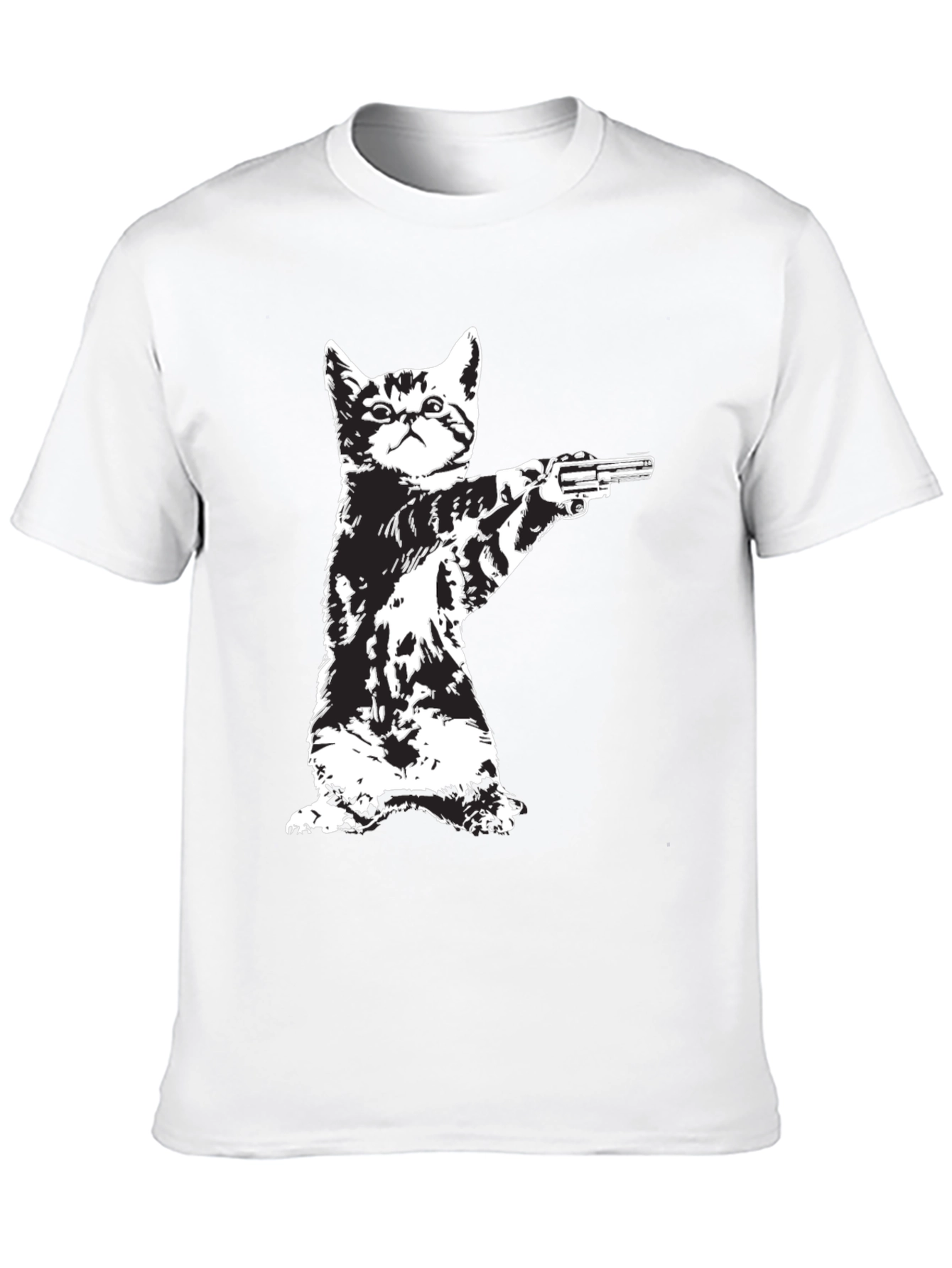 Cat with Gun Graphic T-Shirt