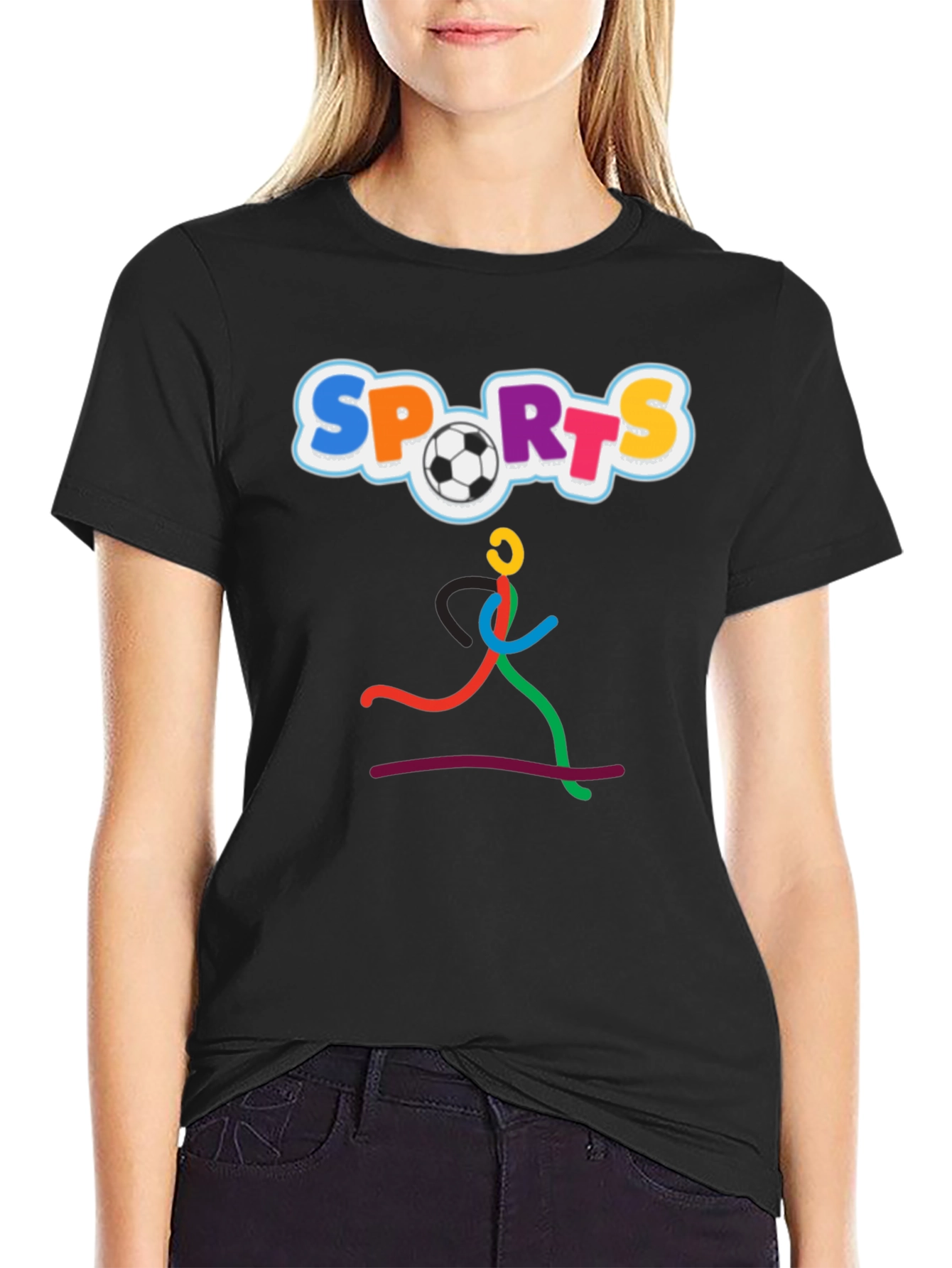 Fun Sports Graphic Tee - Black Cotton T-Shirt