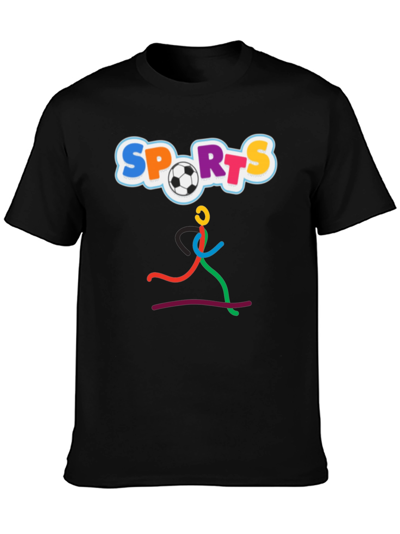Fun Sports Graphic Tee - Black Cotton T-Shirt
