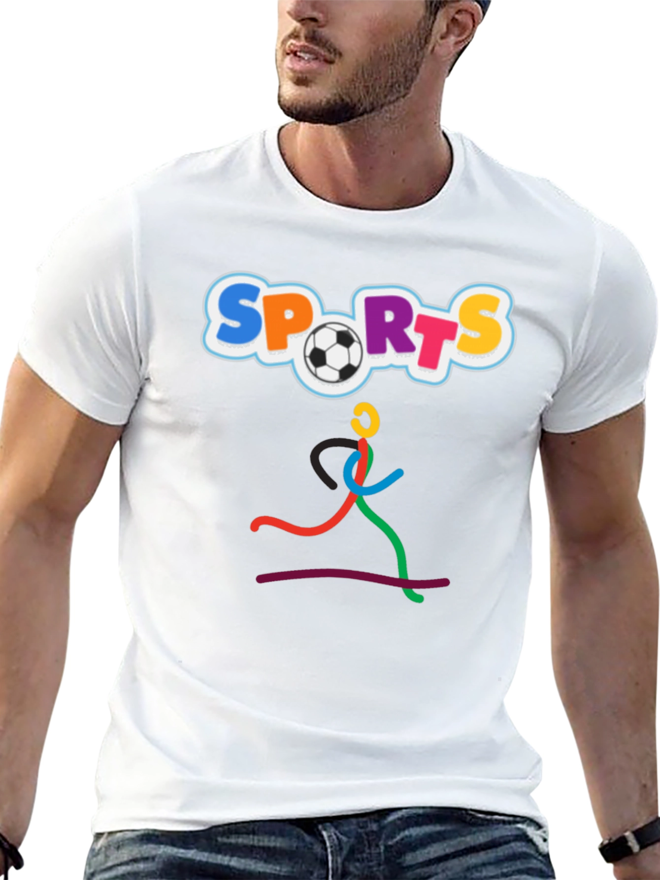 Fun Sports Graphic Tee - Black Cotton T-Shirt