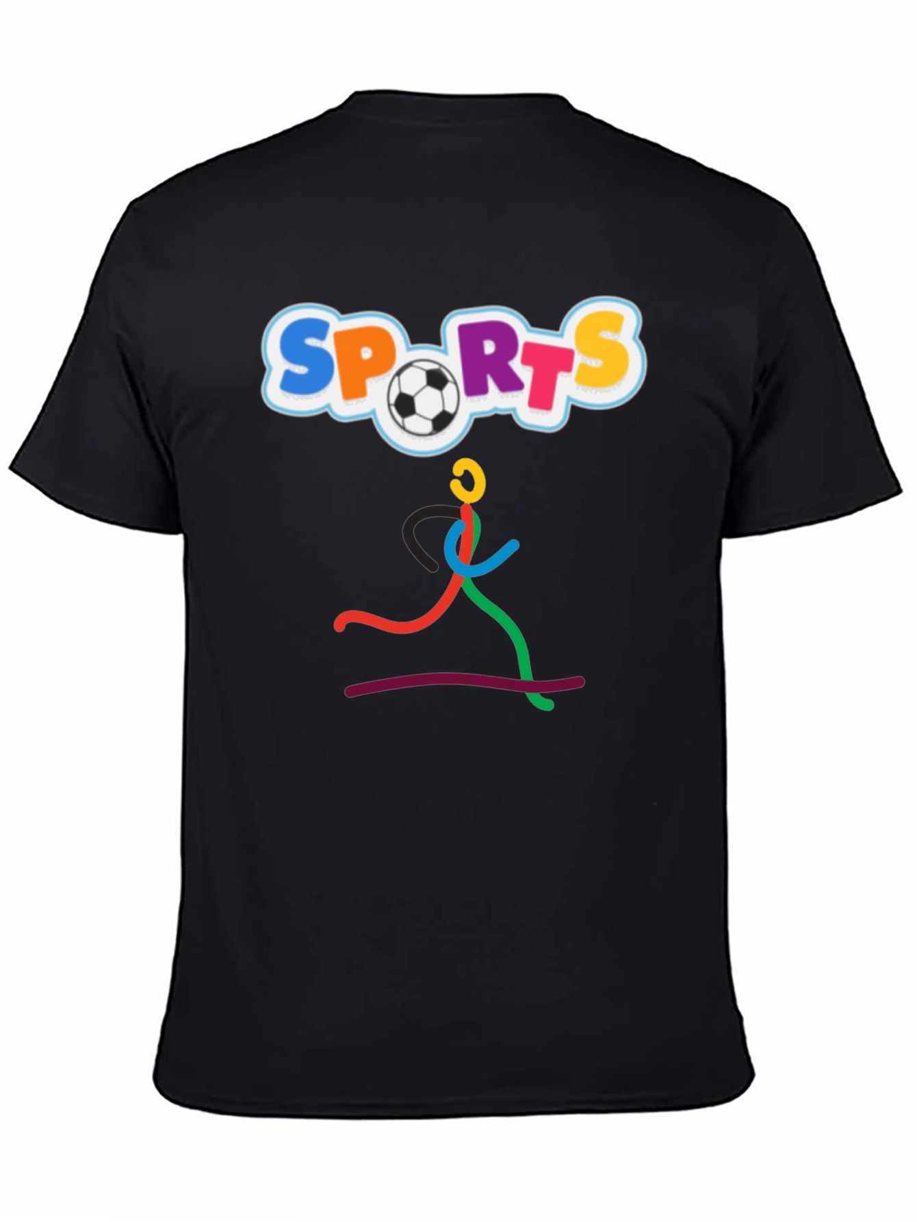 Fun Sports Graphic Tee - Black Cotton T-Shirt