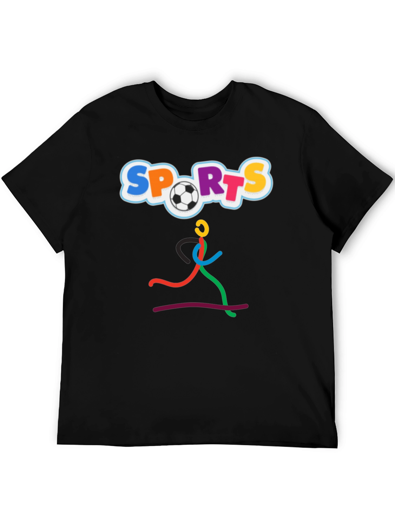 Fun Sports Graphic Tee - Black Cotton T-Shirt