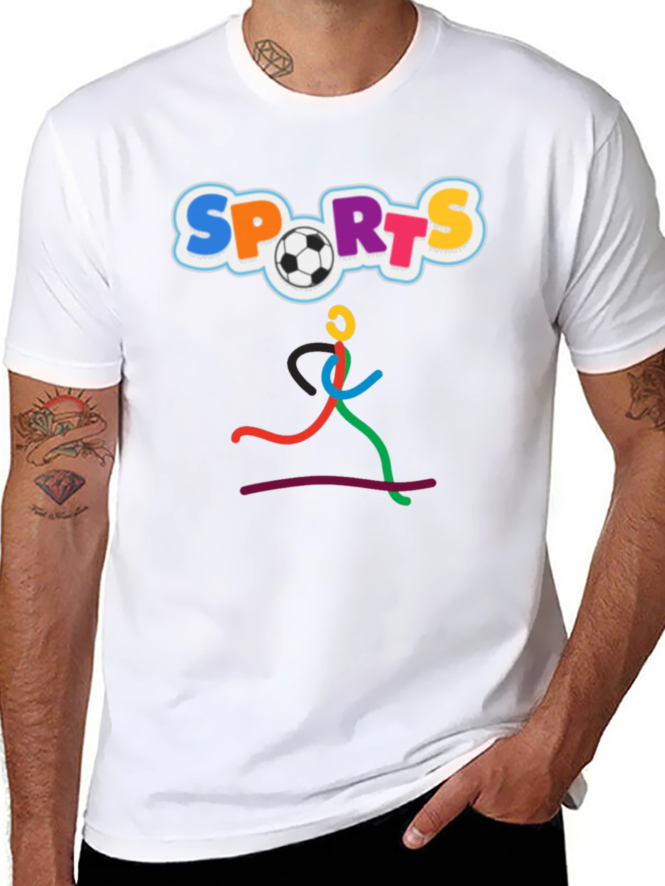 Fun Sports Graphic Tee - Black Cotton T-Shirt