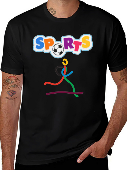 Fun Sports Graphic Tee - Black Cotton T-Shirt