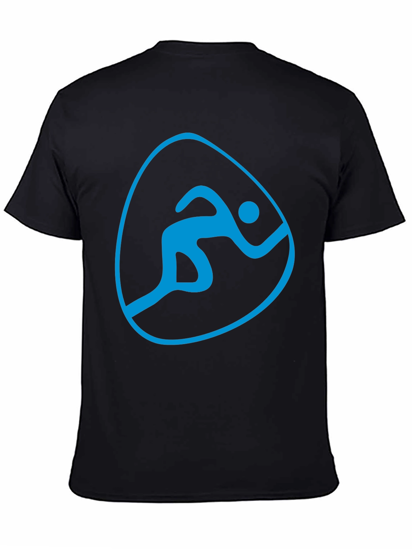Mens Black T-Shirt with Blue Running Symbol