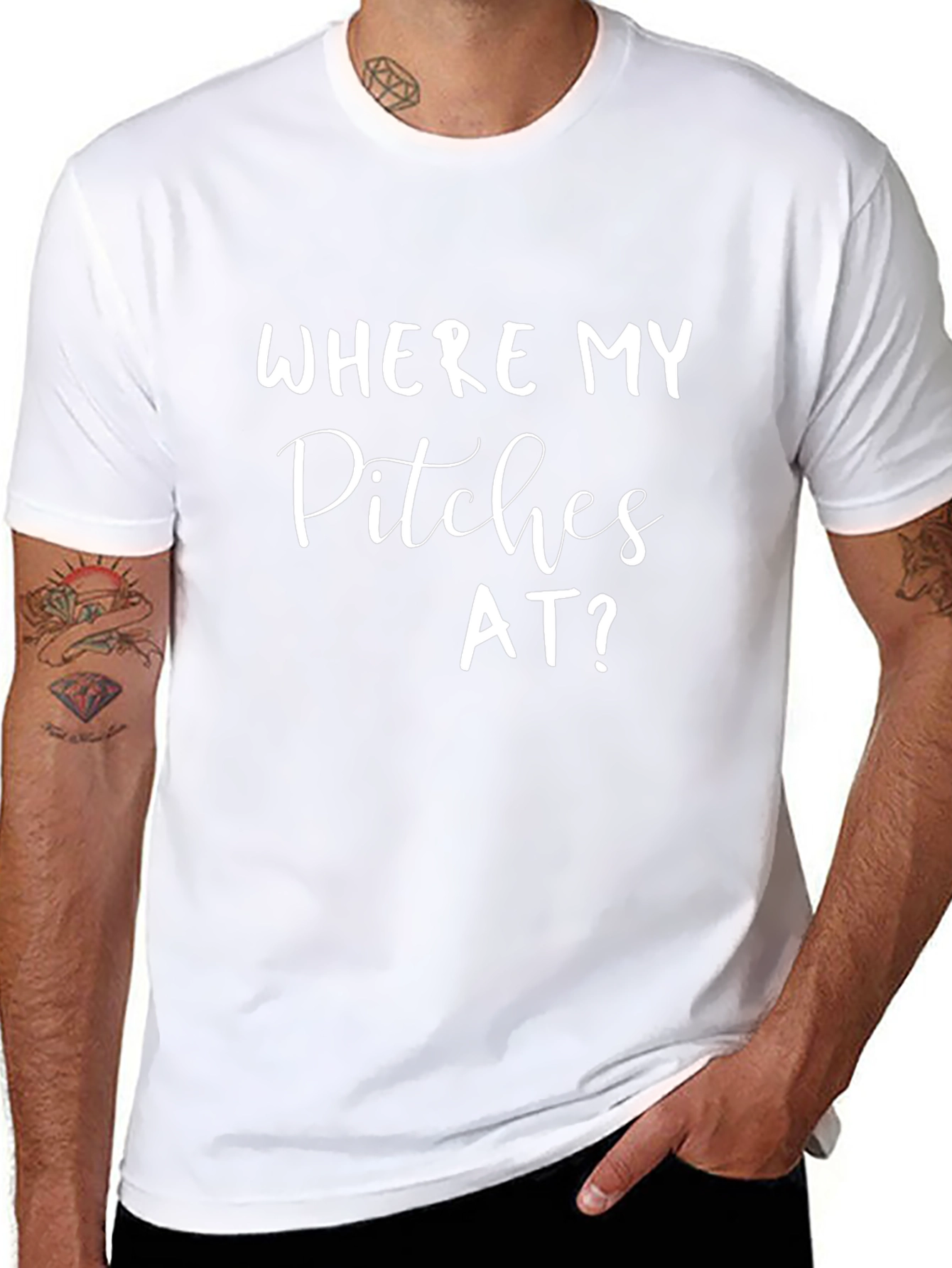 Funny Where My Pitches At? Black T-Shirt
