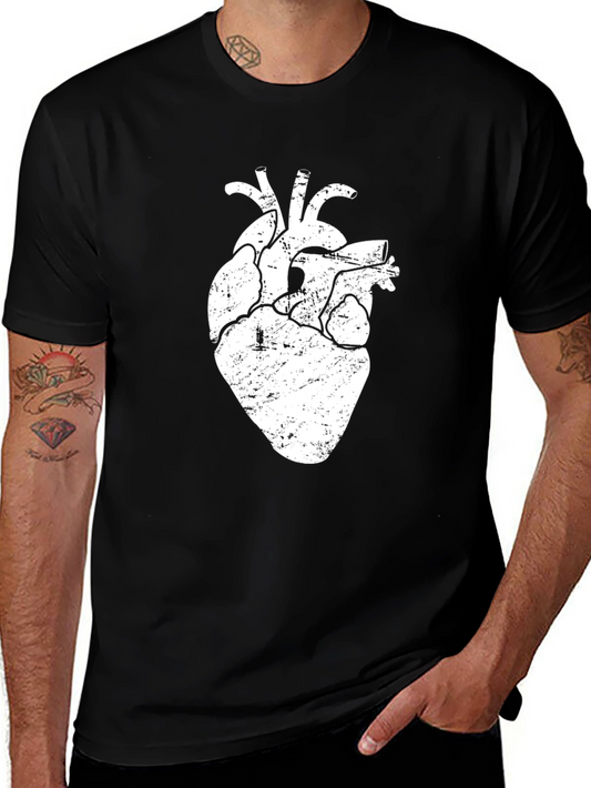 Anatomical Heart Graphic Tee - Black Cotton T-Shirt