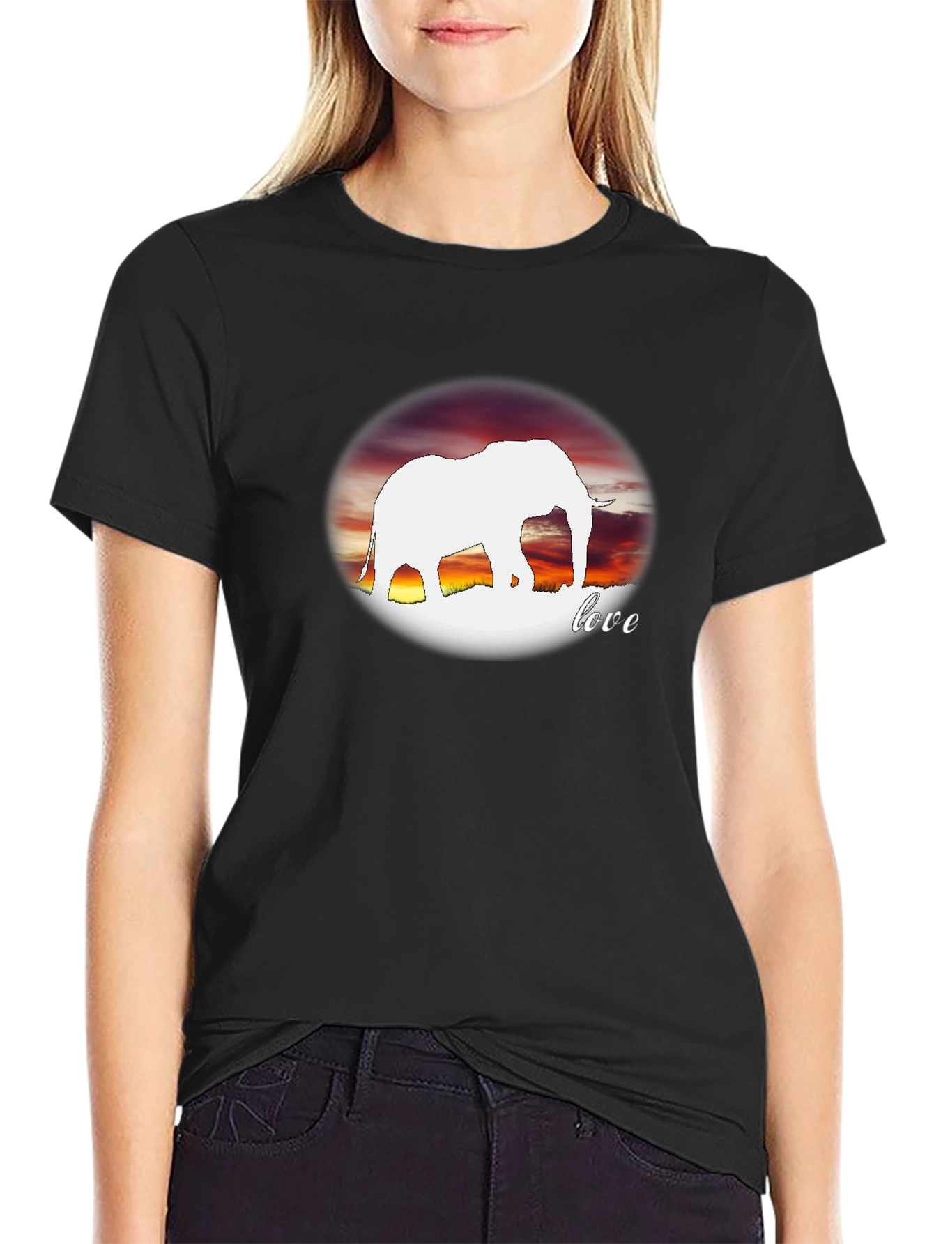 Elephant Love Graphic Black Tee