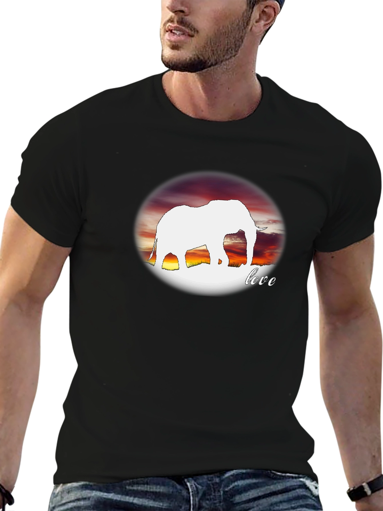 Elephant Love Graphic Black Tee