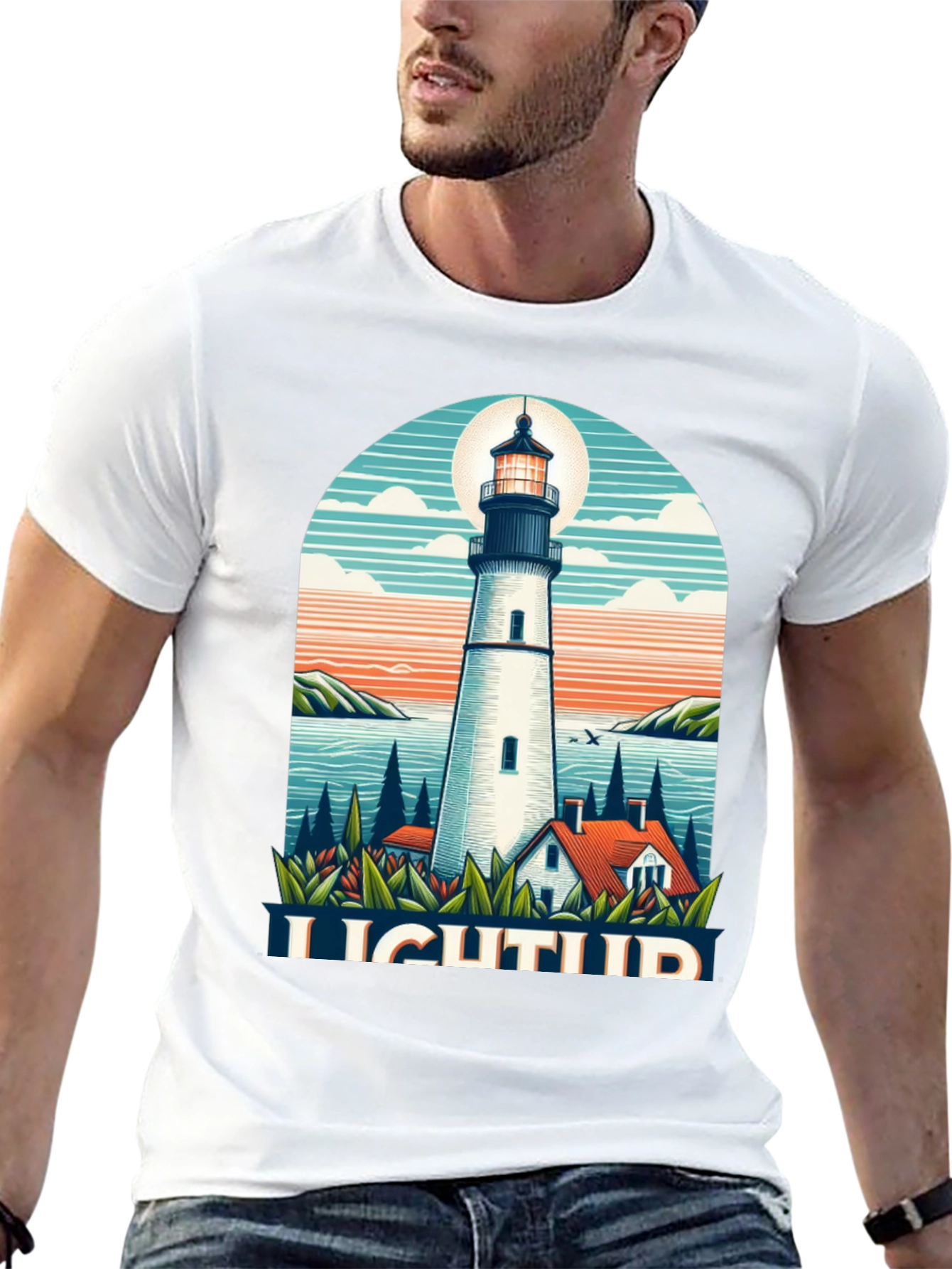 Lighthouse Graphic Tee - Coastal Style