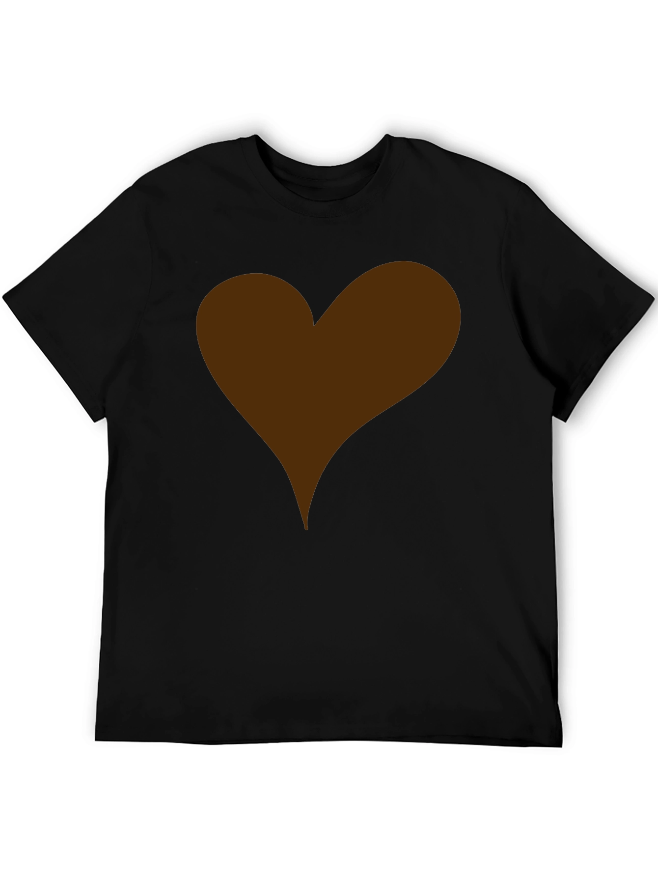 Black T-Shirt with Brown Heart Graphic