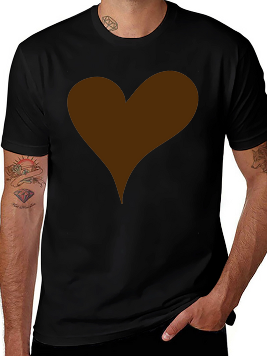 Black T-Shirt with Brown Heart Graphic