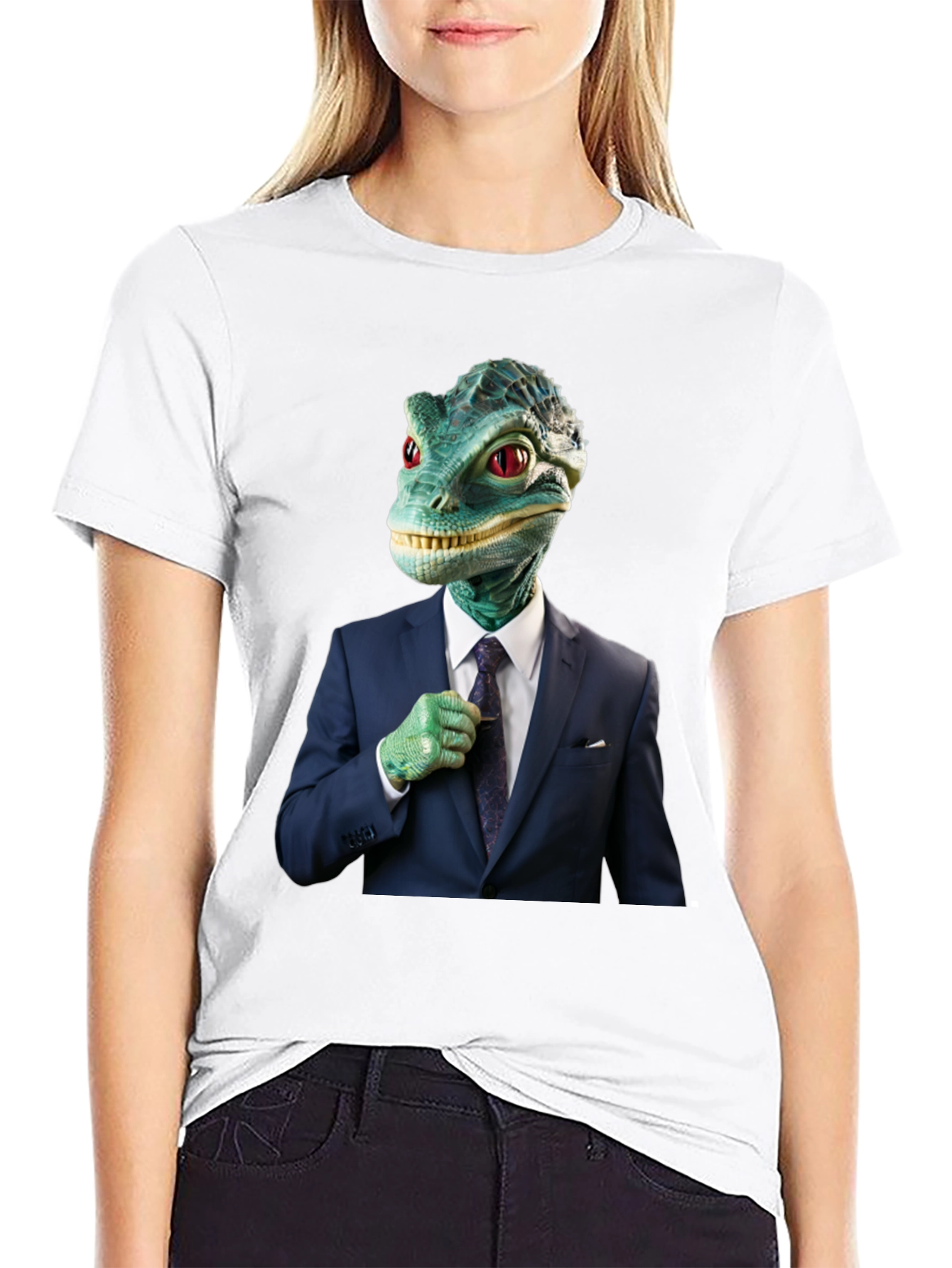 Dapper Reptilian T-Shirt: Business Lizard Design