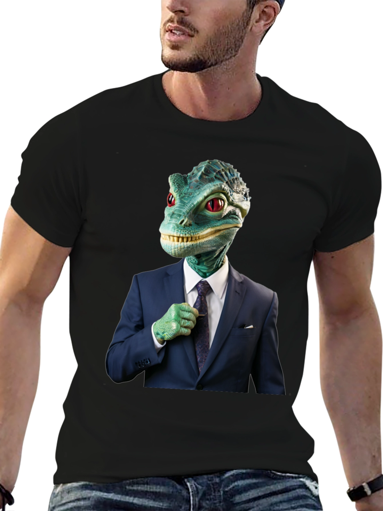 Dapper Reptilian T-Shirt: Business Lizard Design