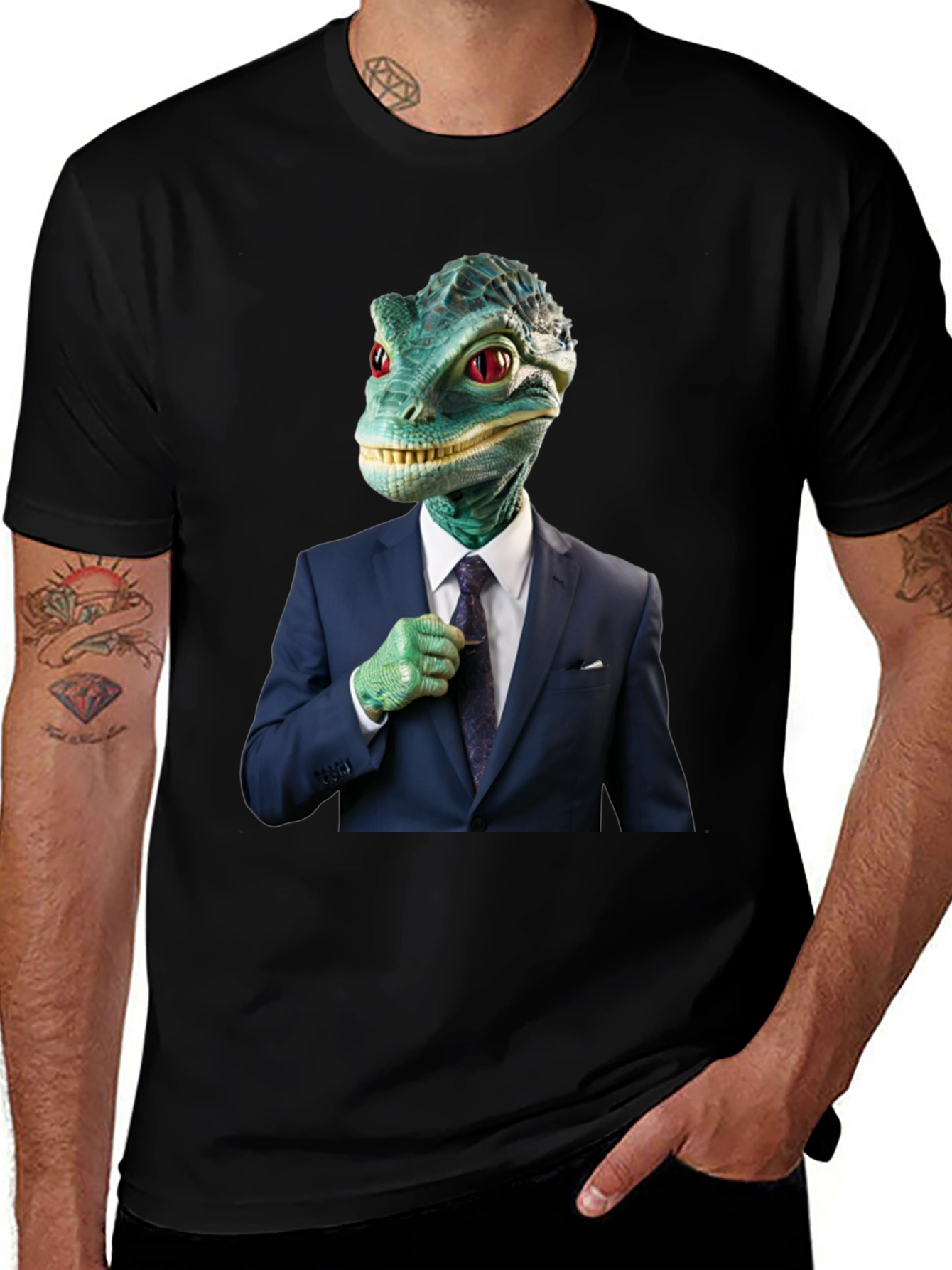 Dapper Reptilian T-Shirt: Business Lizard Design