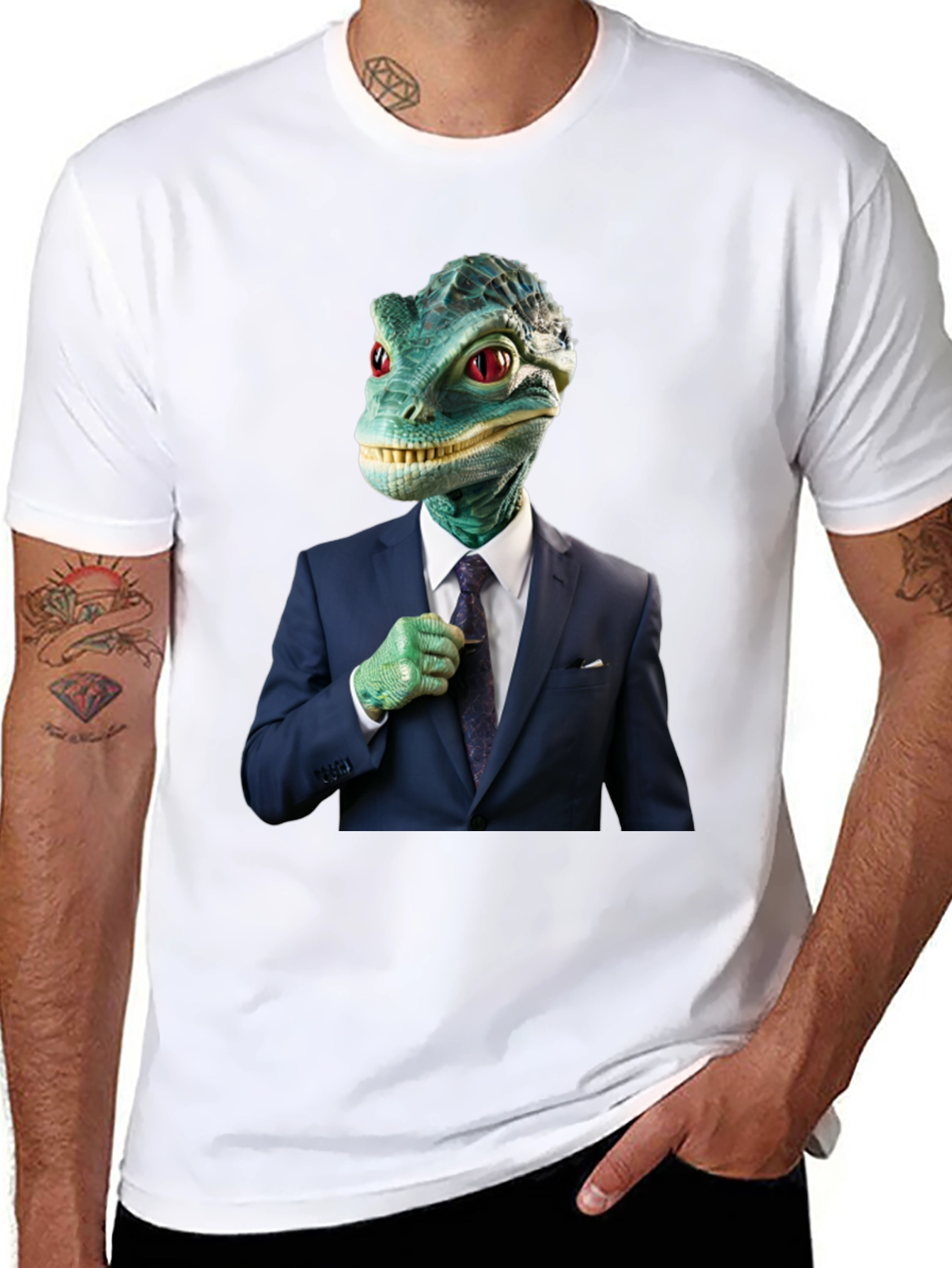 Dapper Reptilian T-Shirt: Business Lizard Design