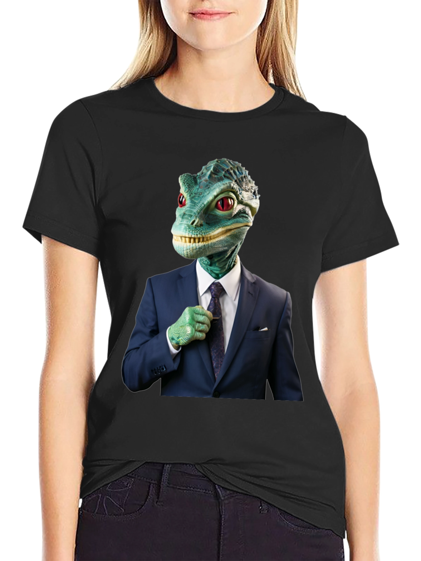 Dapper Reptilian T-Shirt: Business Lizard Design
