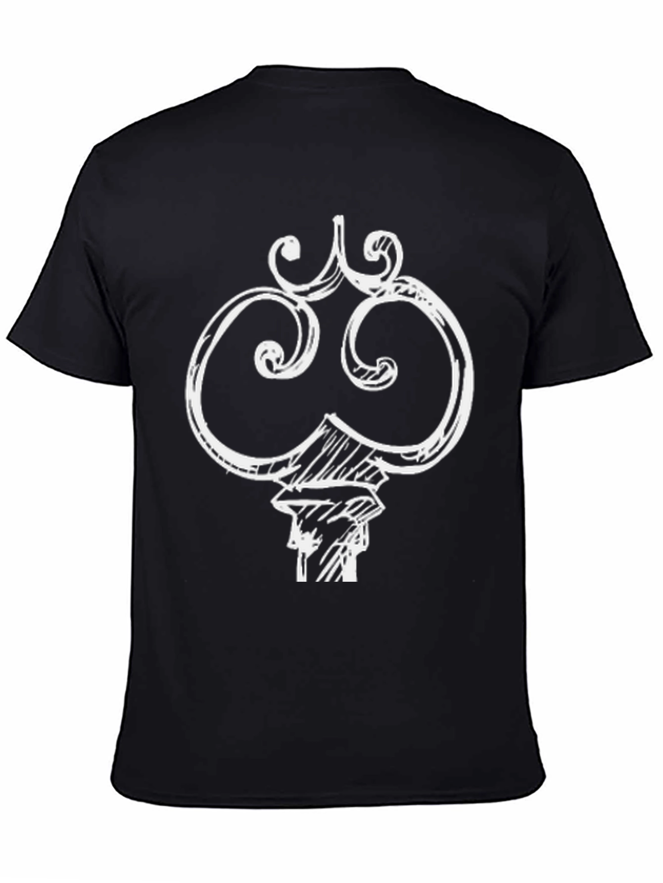 Key Graphic Tee - Black Cotton Blend Casual T-Shirt