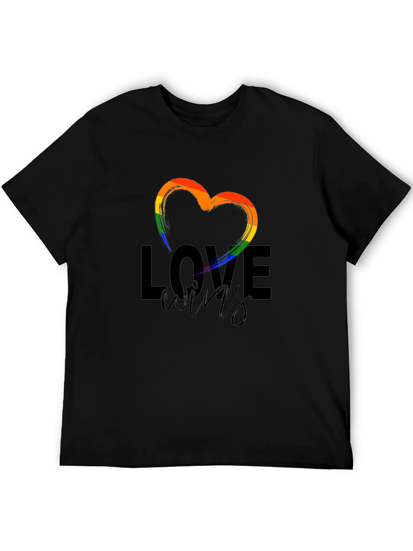 Love Wins Rainbow Heart Graphic T-Shirt