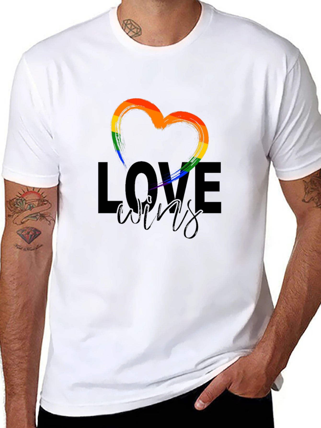 Love Wins Rainbow Heart Graphic T-Shirt