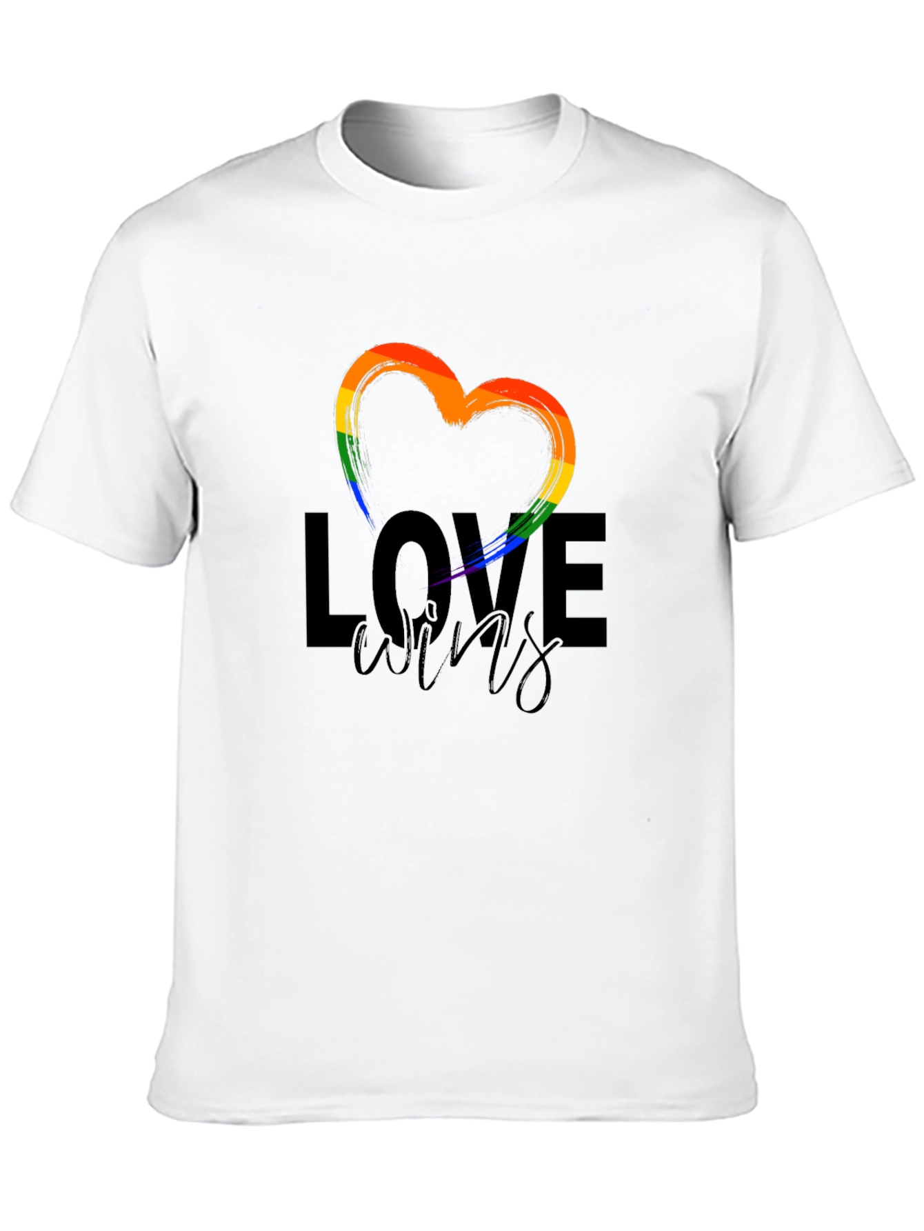 Love Wins Rainbow Heart Graphic T-Shirt