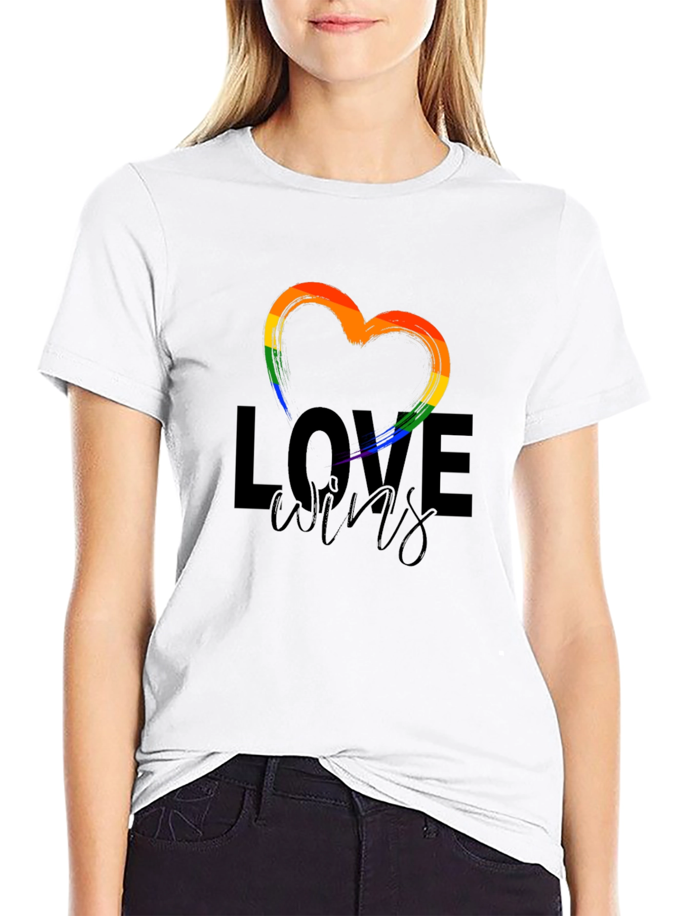 Love Wins Rainbow Heart Graphic T-Shirt