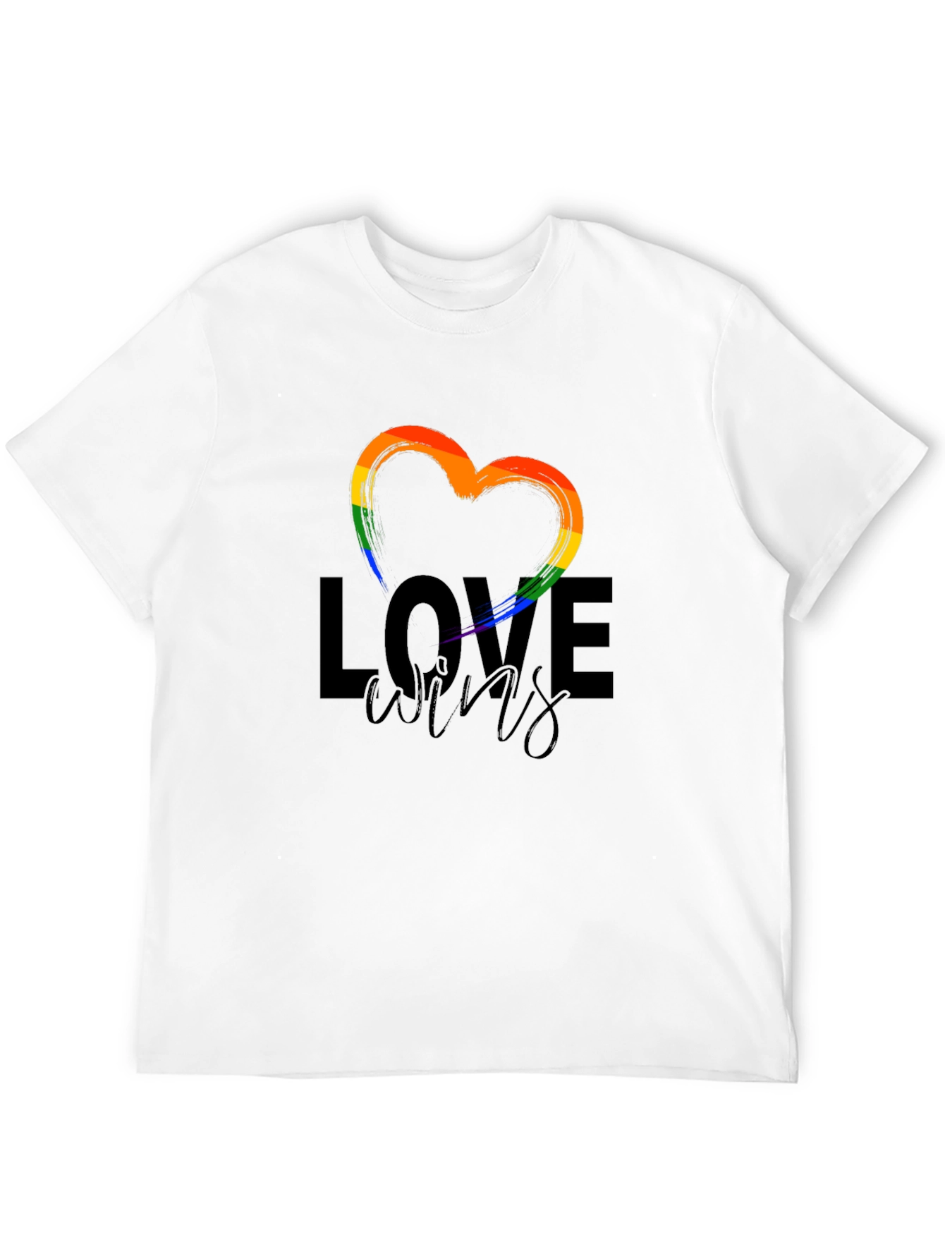 Love Wins Rainbow Heart Graphic T-Shirt
