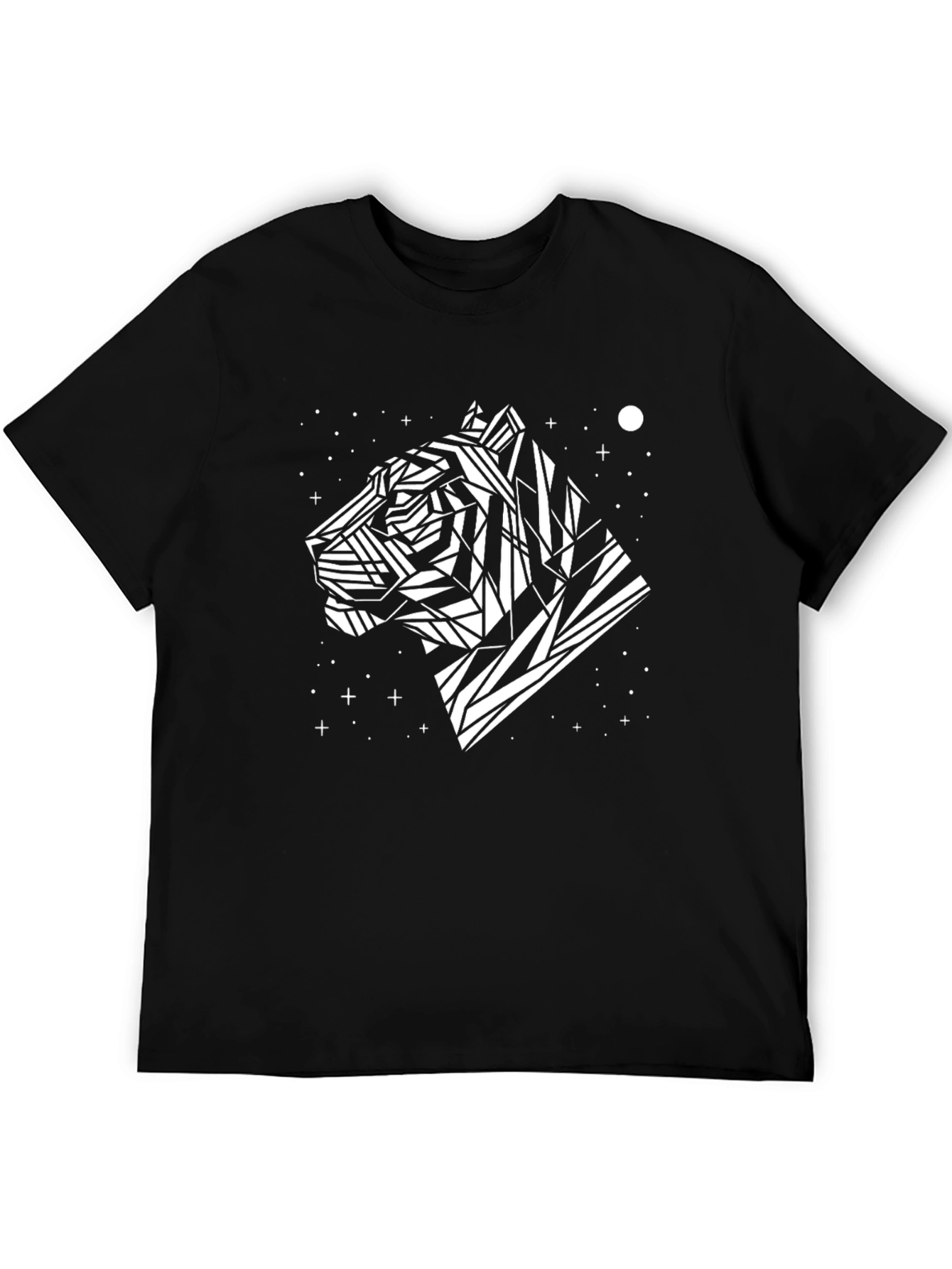 Geometric Tiger Graphic Tee - Black Unisex Shirt