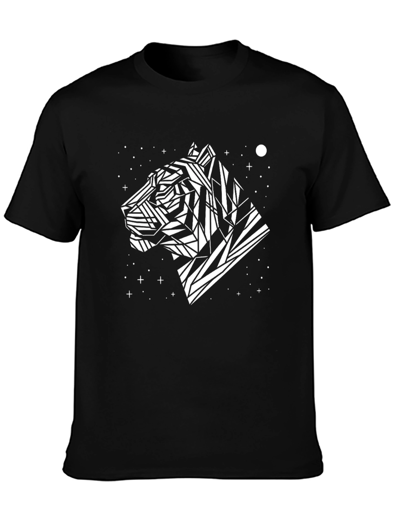 Geometric Tiger Graphic Tee - Black Unisex Shirt