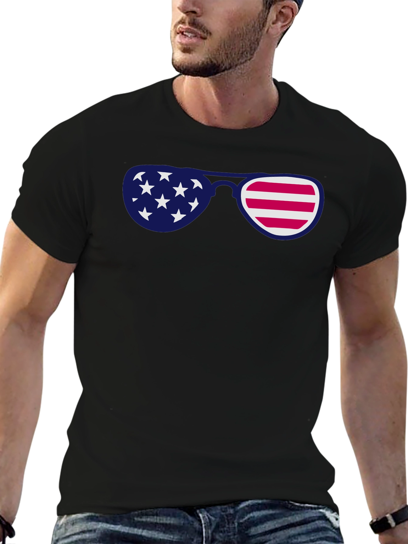 Patriotic Sunglasses Graphic Tee - USA Pride