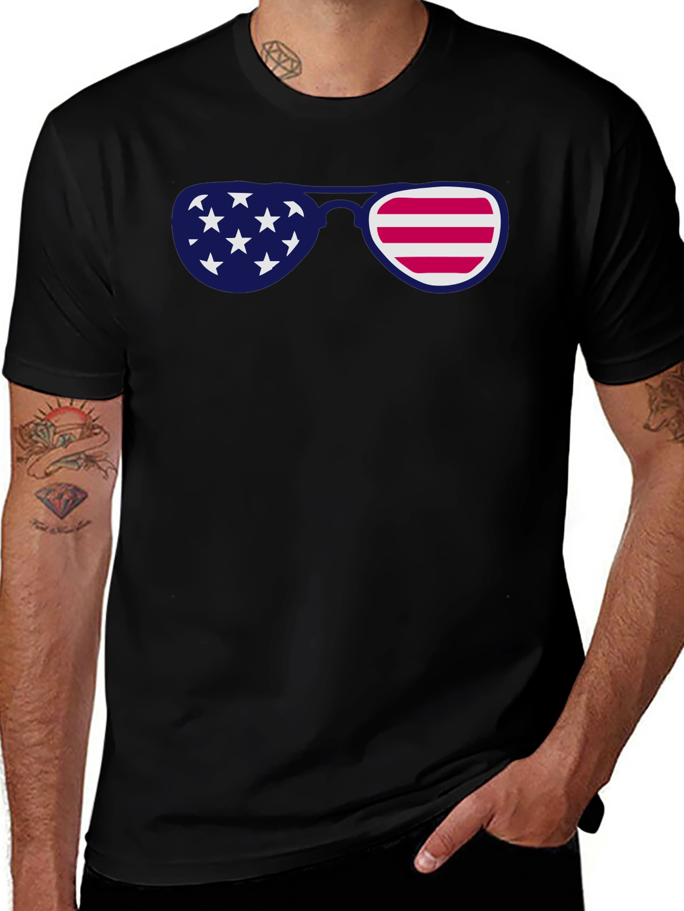 Patriotic Sunglasses Graphic Tee - USA Pride