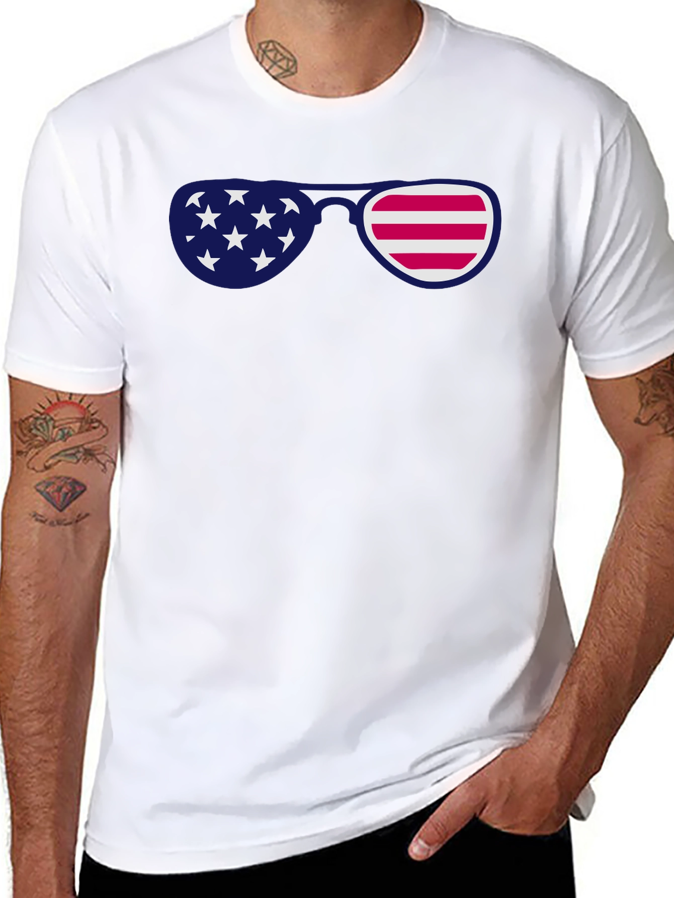 Patriotic Sunglasses Graphic Tee - USA Pride
