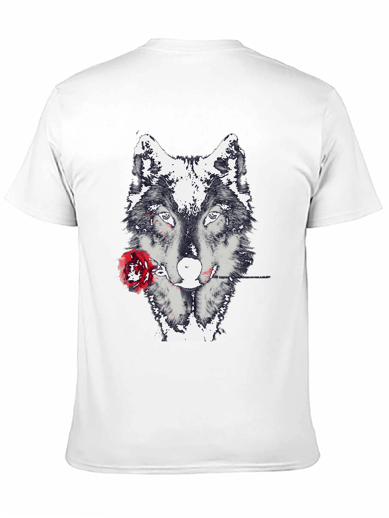 Wolf and Rose Graphic Tee - Black Casual T-Shirt