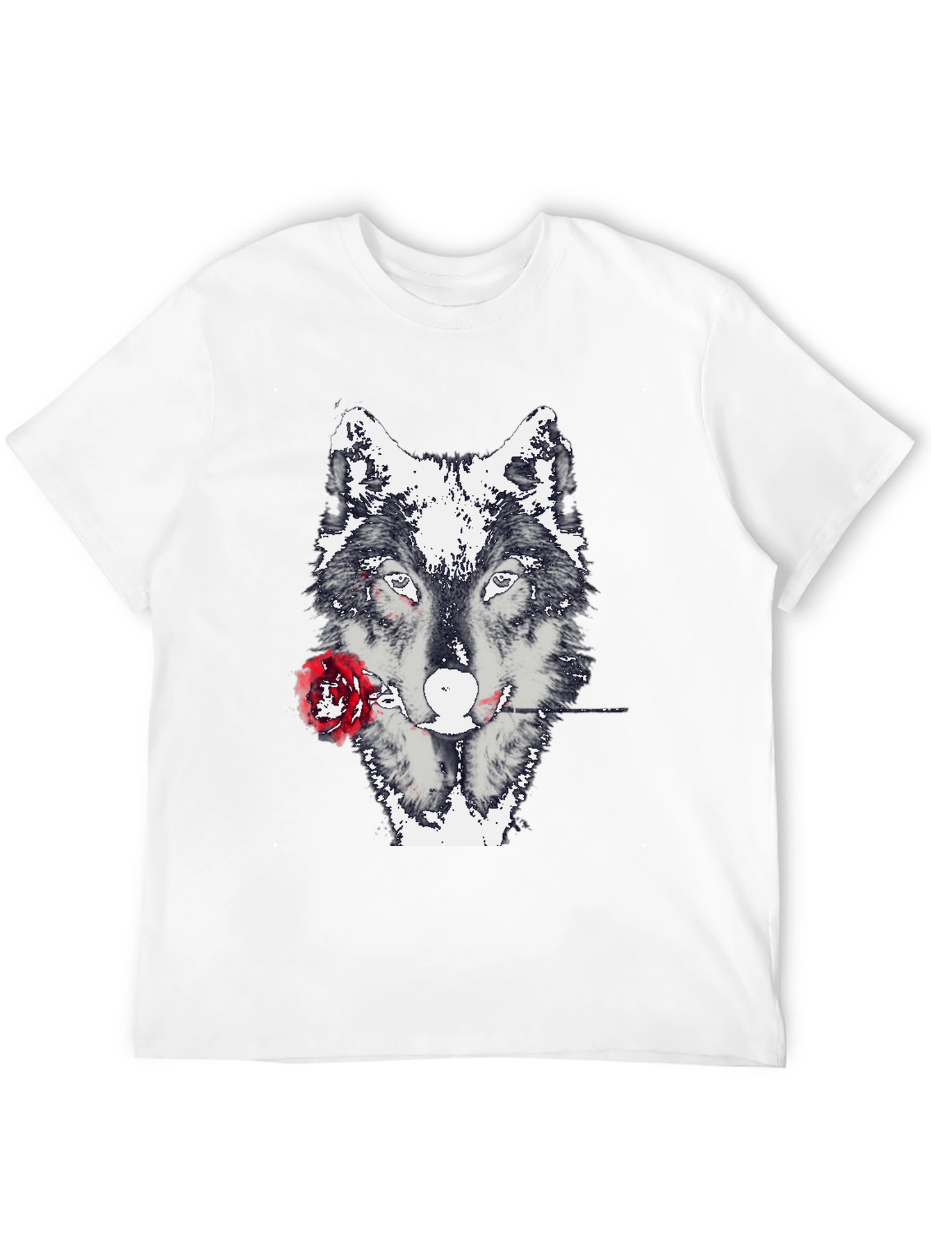 Wolf and Rose Graphic Tee - Black Casual T-Shirt